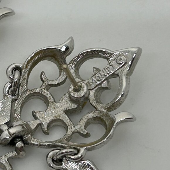 Monet Silver-Tone Chandelier Dangle Earrings With Ornate Design & Cascading Char - Picture 10 of 16